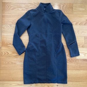 Athleta Cassidy Scuba Zip Front Ponte Knit Long Sleeve Dress womens gray medium